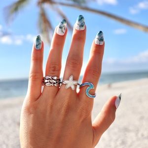 Sunset Beach Adjustable Ring Bundle